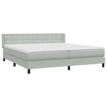 vidaXL Boxspringbett mit Matratze Hellgrau 180x210 cm Samt