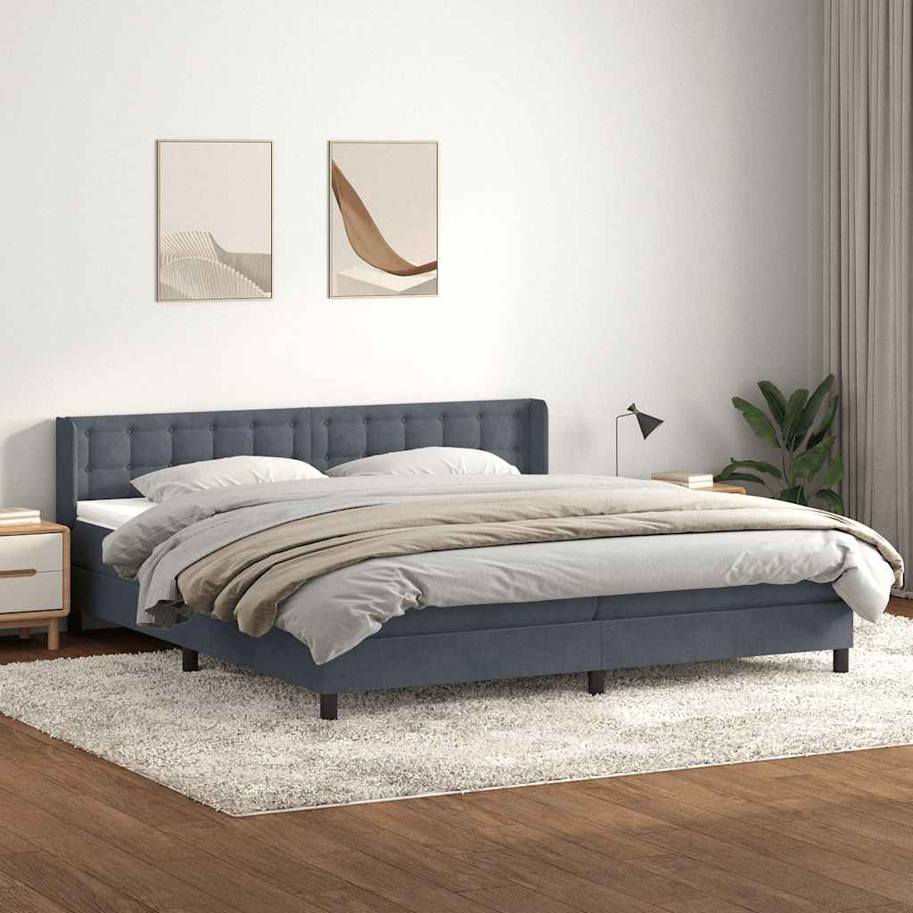 Boxspringbett mit Matratze Dunkelgrau 180x210 cm Samt