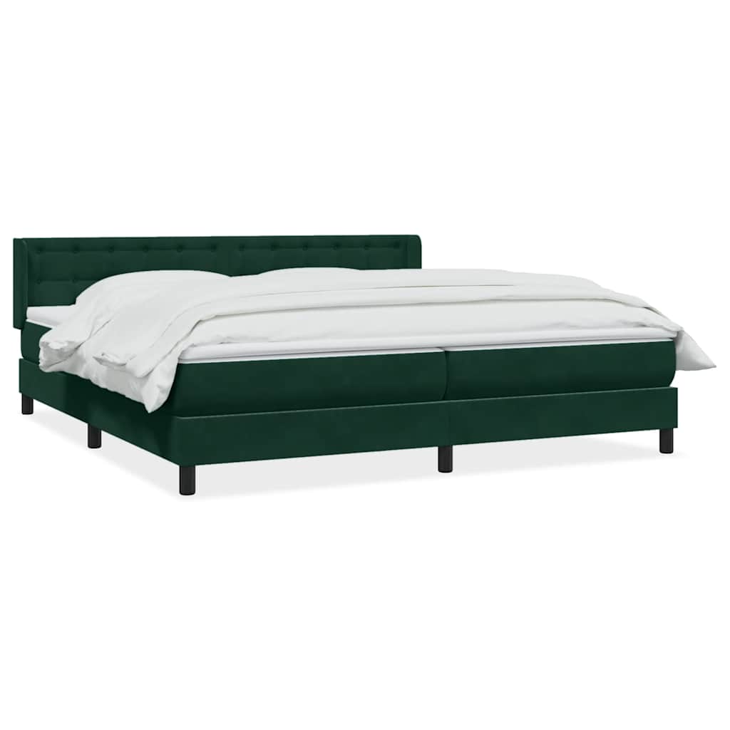 vidaXL Boxspringbett mit Matratze Dunkelgrün 180x210 cm Samt