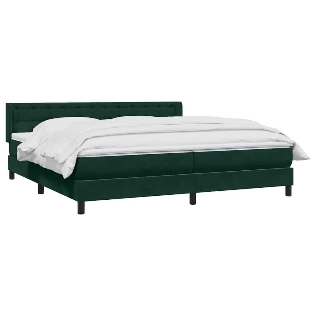 vidaXL Boxspringbett mit Matratze Dunkelgrün 180x210 cm Samt