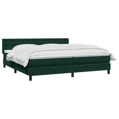 vidaXL Boxspringbett mit Matratze Dunkelgrün 180x210 cm Samt