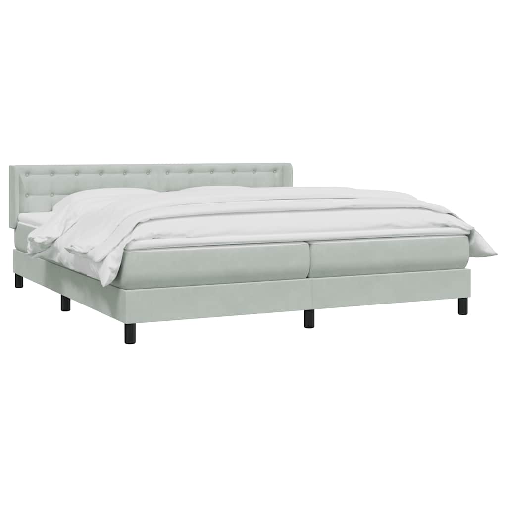 vidaXL Boxspringbett mit Matratze Hellgrau 200x210 cm Samt