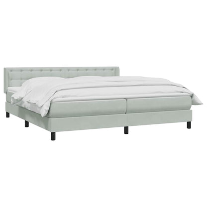 vidaXL Boxspringbett mit Matratze Hellgrau 200x210 cm Samt