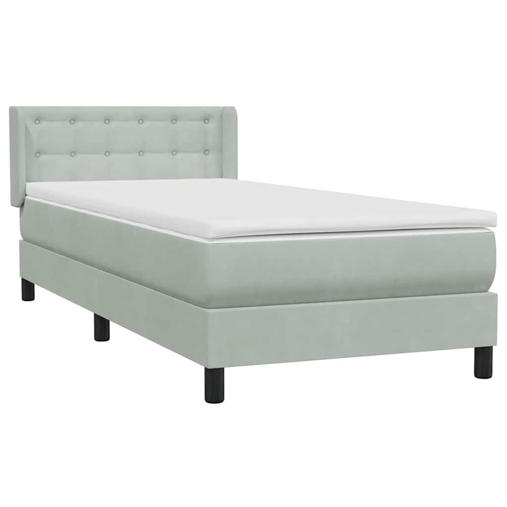 vidaXL Lit coffre avec matelas Gris clair 80x220 cm Velours