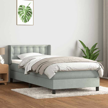 vidaXL Lit coffre avec matelas Gris clair 80x220 cm Velours