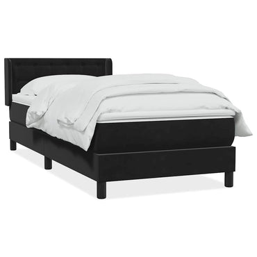 vidaXL Lit tapissier avec matelas Noir 80x220 cm Velours