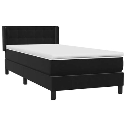 vidaXL Lit tapissier avec matelas Noir 80x220 cm Velours
