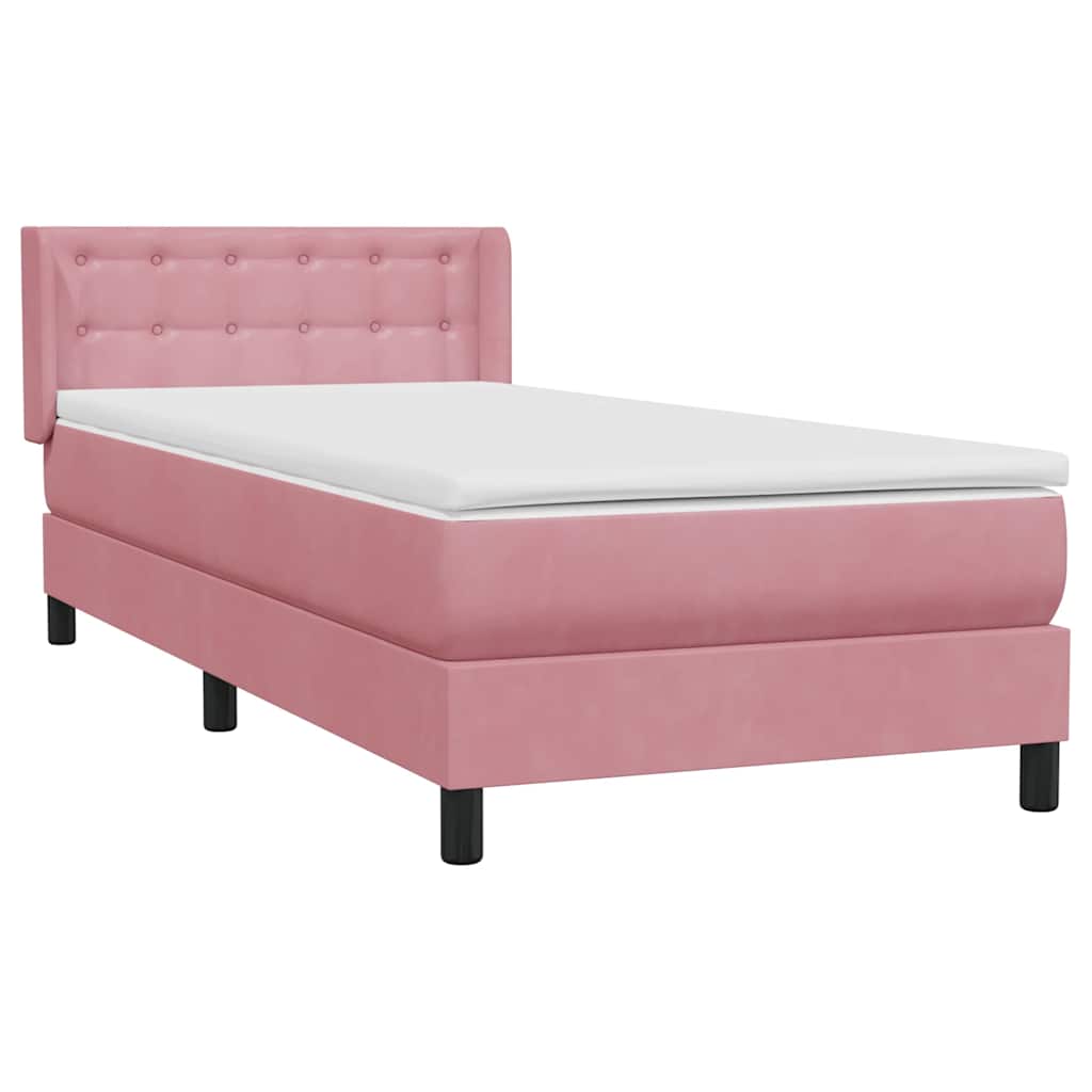 vidaXL Lit double tapissier avec matelas Rose 80x220 cm Velours