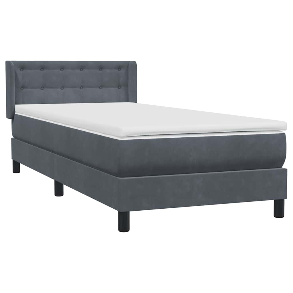 vidaXL Lit coffre avec matelas Gris foncé 90x220 cm Velours