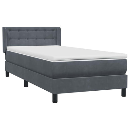 vidaXL Lit coffre avec matelas Gris foncé 90x220 cm Velours