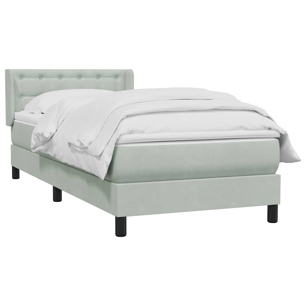 vidaXL Boxspringbett mit Matratze Hellgrau 100x220 cm Samt