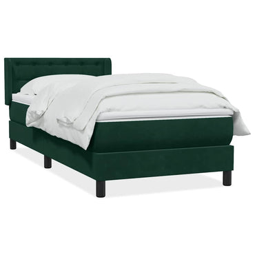 vidaXL Boxspringbett mit Matratze Dunkelgrün 100x220 cm Samt