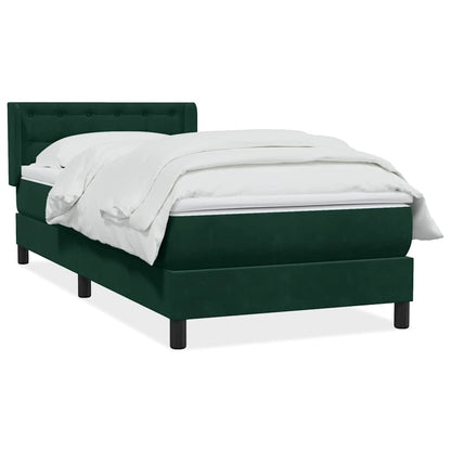 vidaXL Boxspringbett mit Matratze Dunkelgrün 100x220 cm Samt