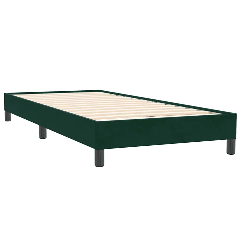 vidaXL Boxspringbett mit Matratze Dunkelgrün 100x220 cm Samt