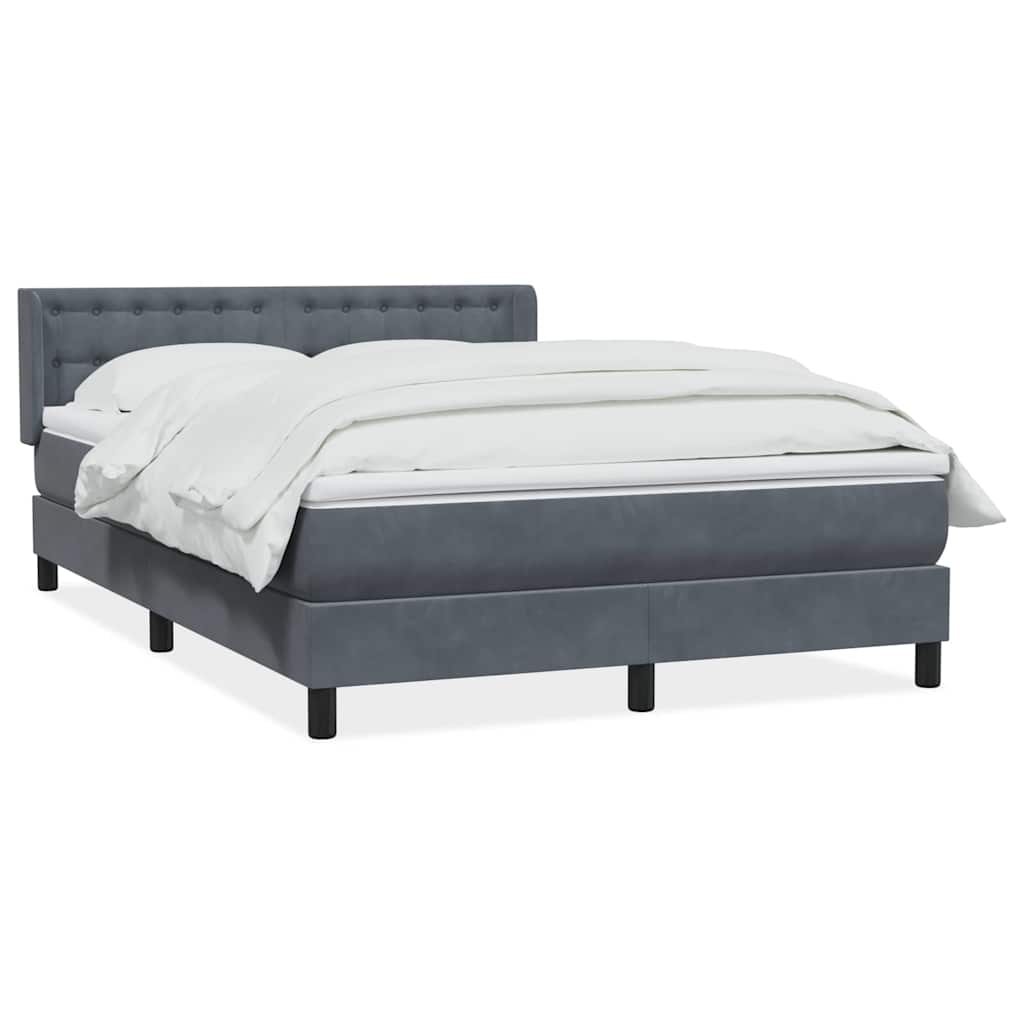 vidaXL Boxspringbett mit Matratze Dunkelgrau 160x220 cm Samt