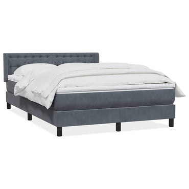 vidaXL Boxspringbett mit Matratze Dunkelgrau 160x220 cm Samt