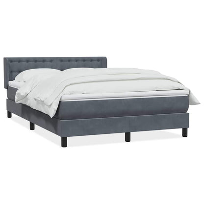 vidaXL Boxspringbett mit Matratze Dunkelgrau 160x220 cm Samt