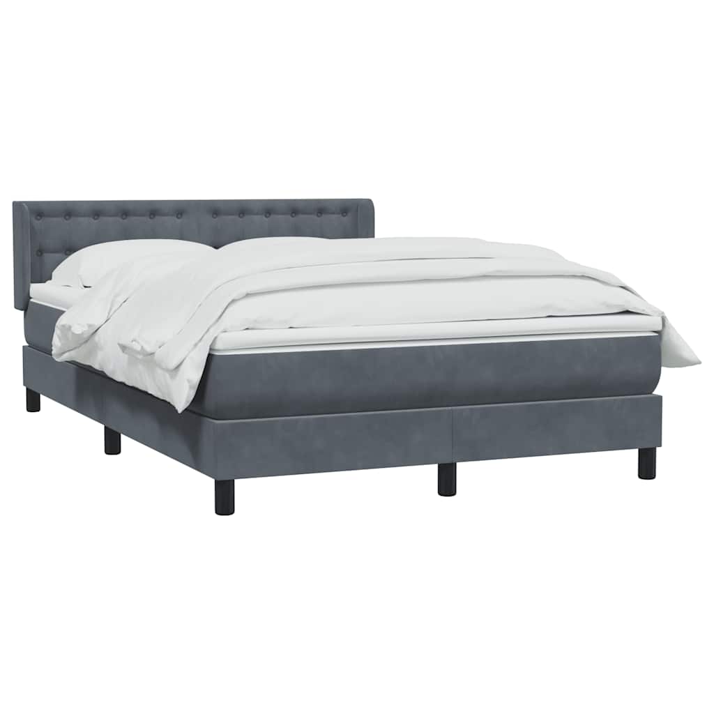 vidaXL Boxspringbett mit Matratze Dunkelgrau 160x220 cm Samt