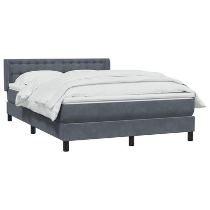 vidaXL Boxspringbett mit Matratze Dunkelgrau 160x220 cm Samt
