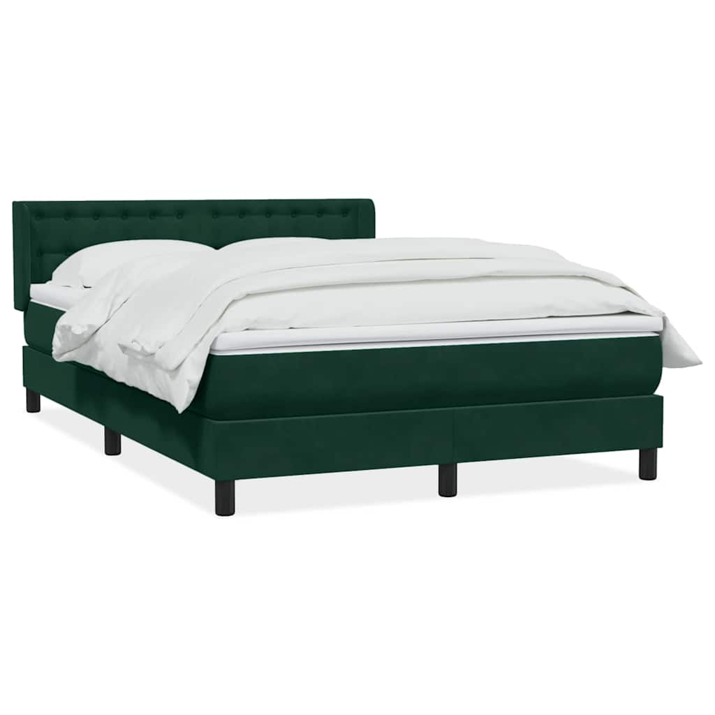 vidaXL Lit boxspring avec matelas Velours vert foncé 160x220 cm
