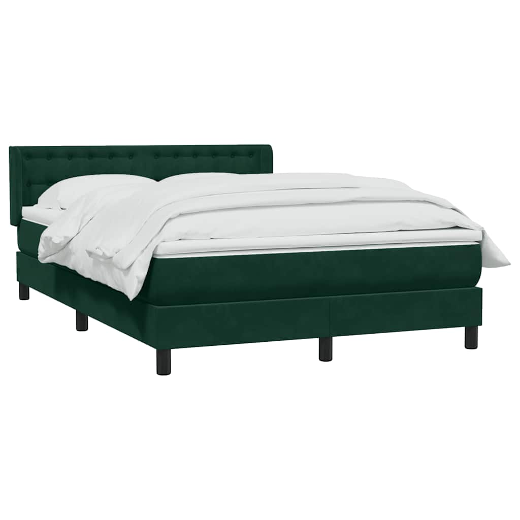 vidaXL Lit boxspring avec matelas Velours vert foncé 160x220 cm