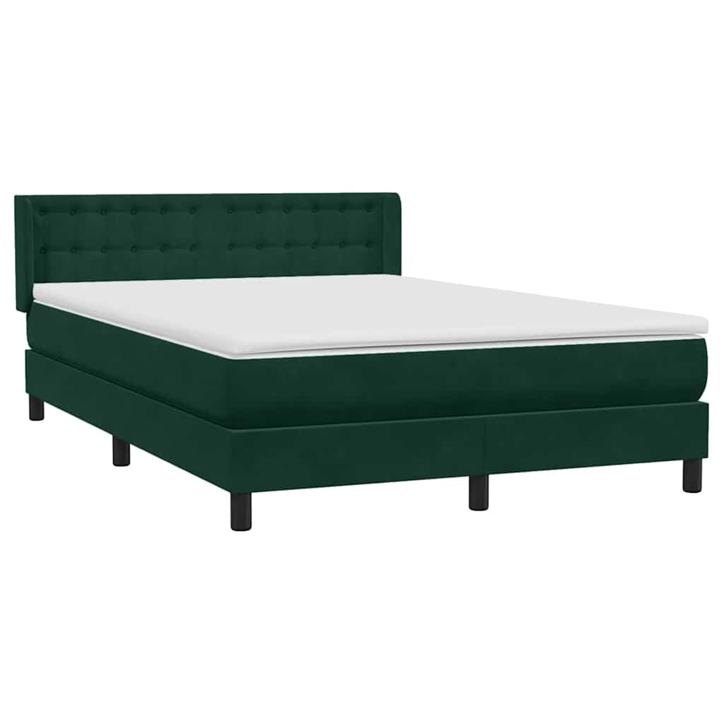 vidaXL Lit boxspring avec matelas Velours vert foncé 160x220 cm