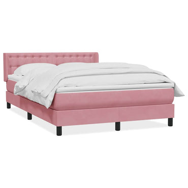 vidaXL Boxspringbett mit Matratze Rosa 160x220 cm Samt
