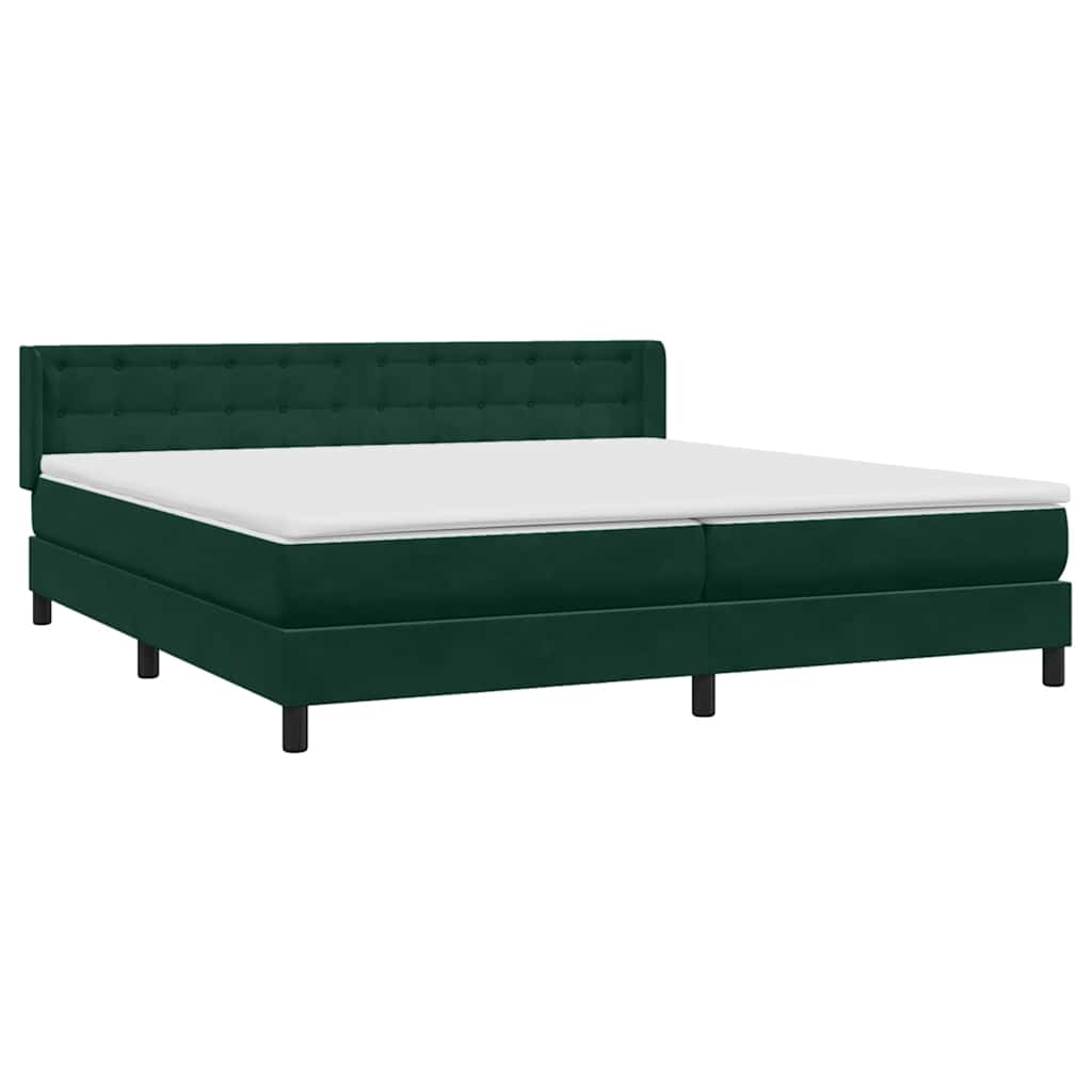 vidaXL Lit coffre avec matelas Vert foncé 180x220 cm Velours