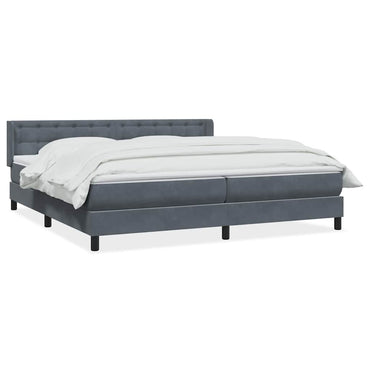 vidaXL Boxspringbett mit Matratze Dunkelgrau 200x220 cm Samt