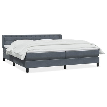 vidaXL Boxspringbett mit Matratze Dunkelgrau 200x220 cm Samt