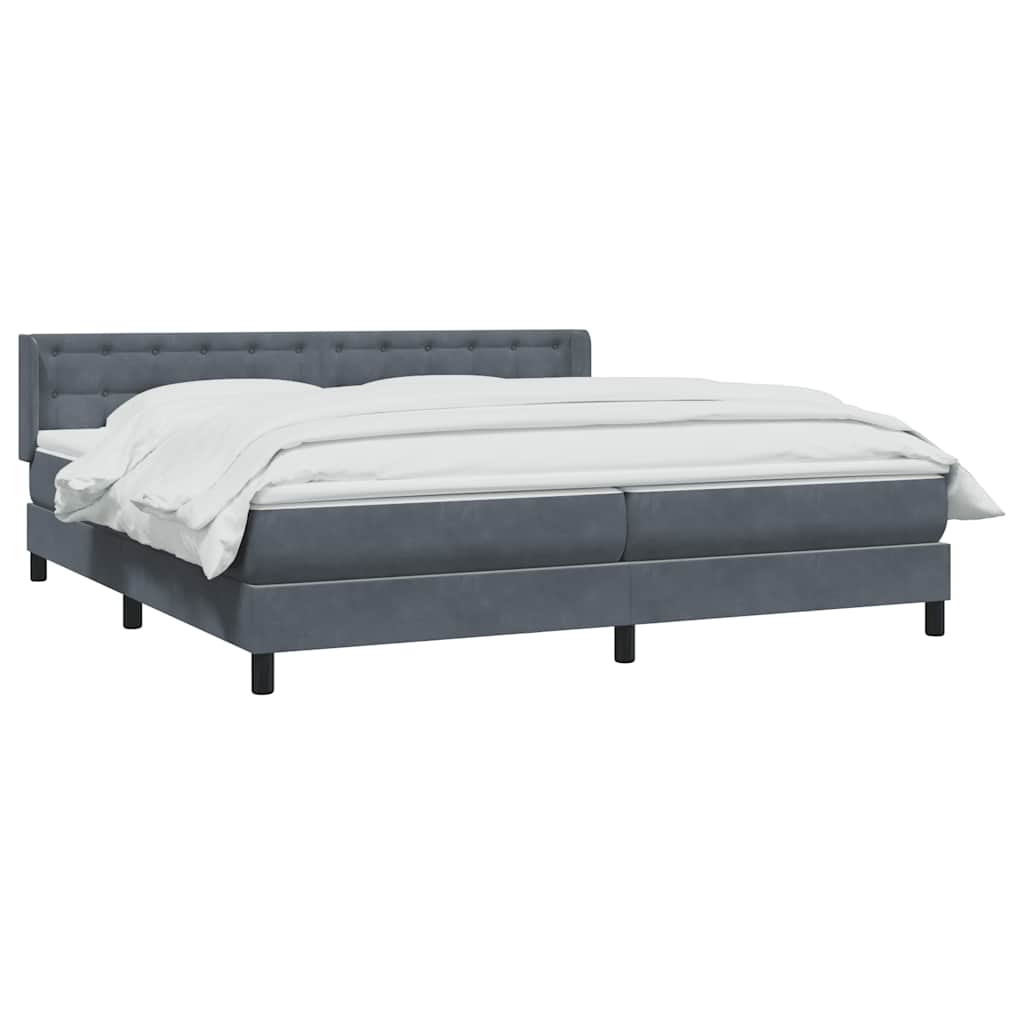 vidaXL Boxspringbett mit Matratze Dunkelgrau 200x220 cm Samt