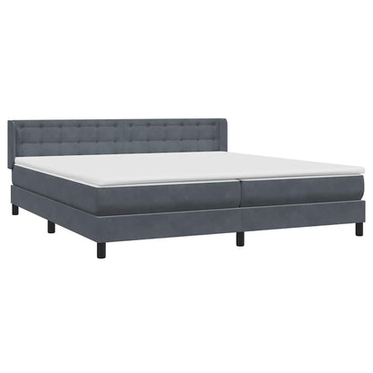 vidaXL Boxspringbett mit Matratze Dunkelgrau 200x220 cm Samt