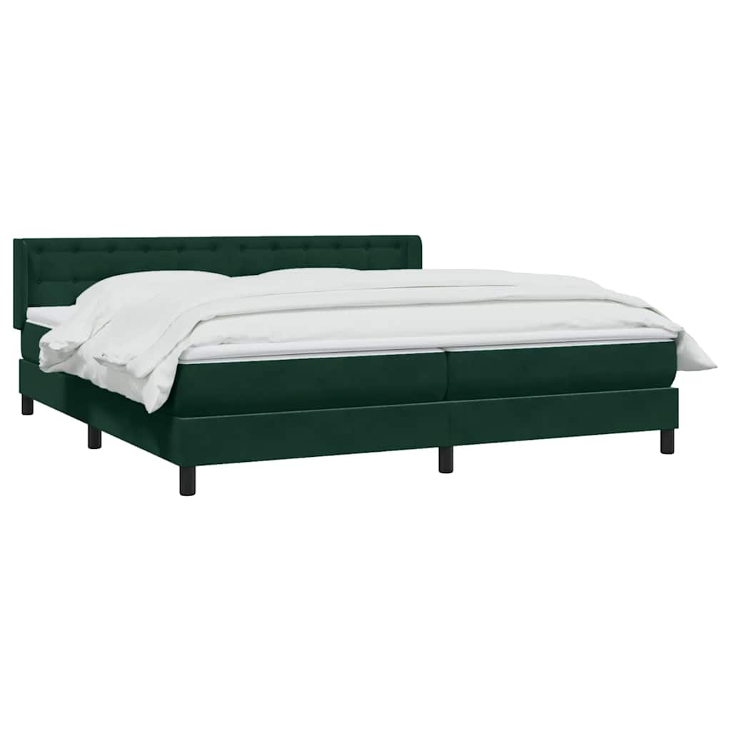 vidaXL Boxspringbett mit Matratze Dunkelgrün 200x220 cm Samt