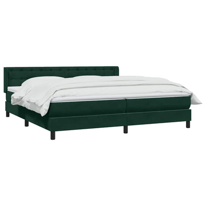 vidaXL Boxspringbett mit Matratze Dunkelgrün 200x220 cm Samt