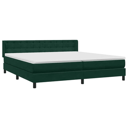 vidaXL Boxspringbett mit Matratze Dunkelgrün 200x220 cm Samt