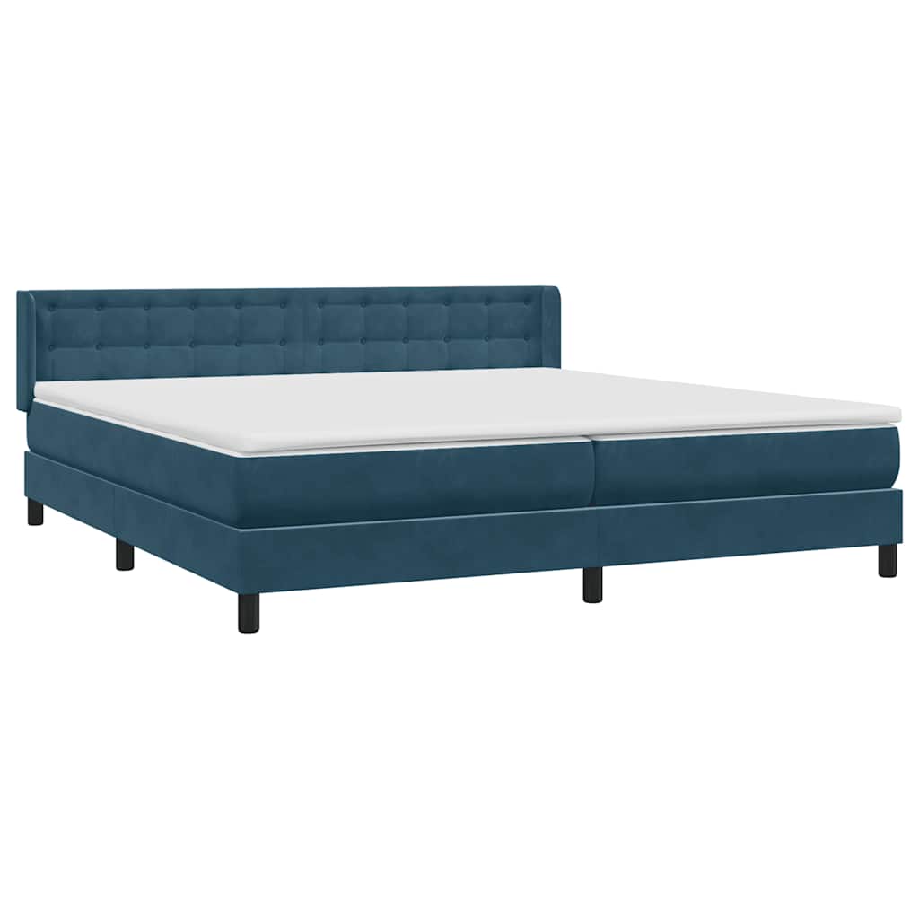 vidaXL Boxspringbett mit Matratze Dunkelblau 200x220 cm Samt