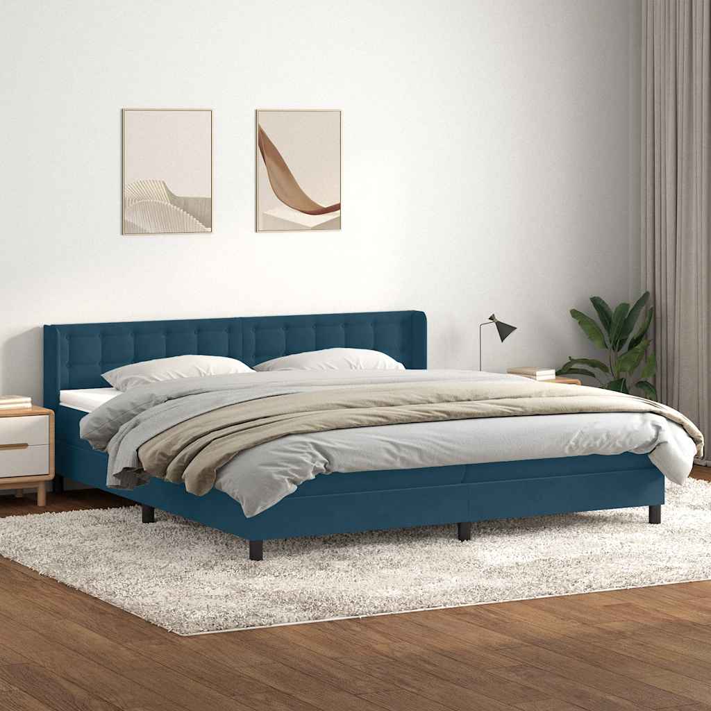 vidaXL Boxspringbett mit Matratze Dunkelblau 200x220 cm Samt