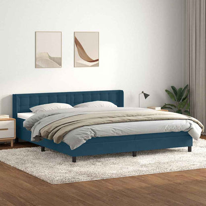vidaXL Boxspringbett mit Matratze Dunkelblau 200x220 cm Samt