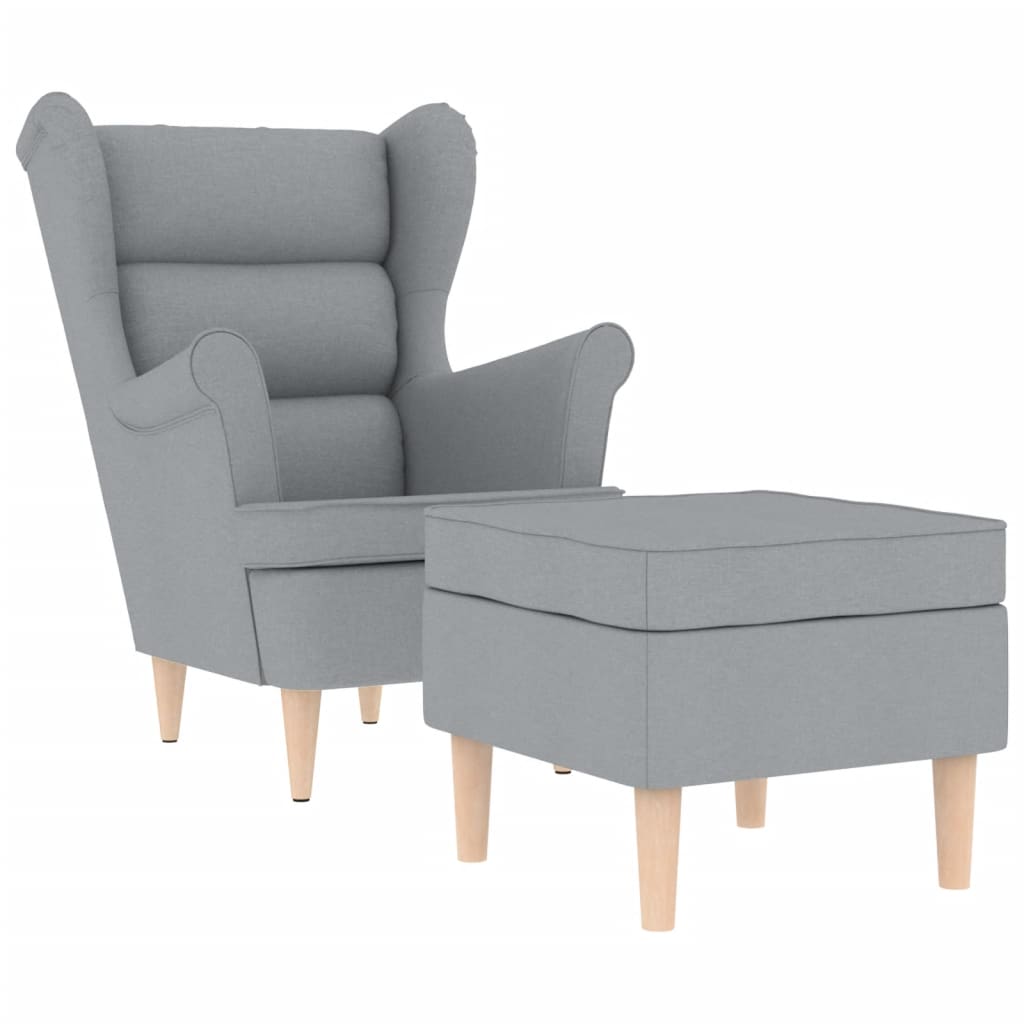 vidaXL Fauteuil avec repose-pieds gris clair en tissu