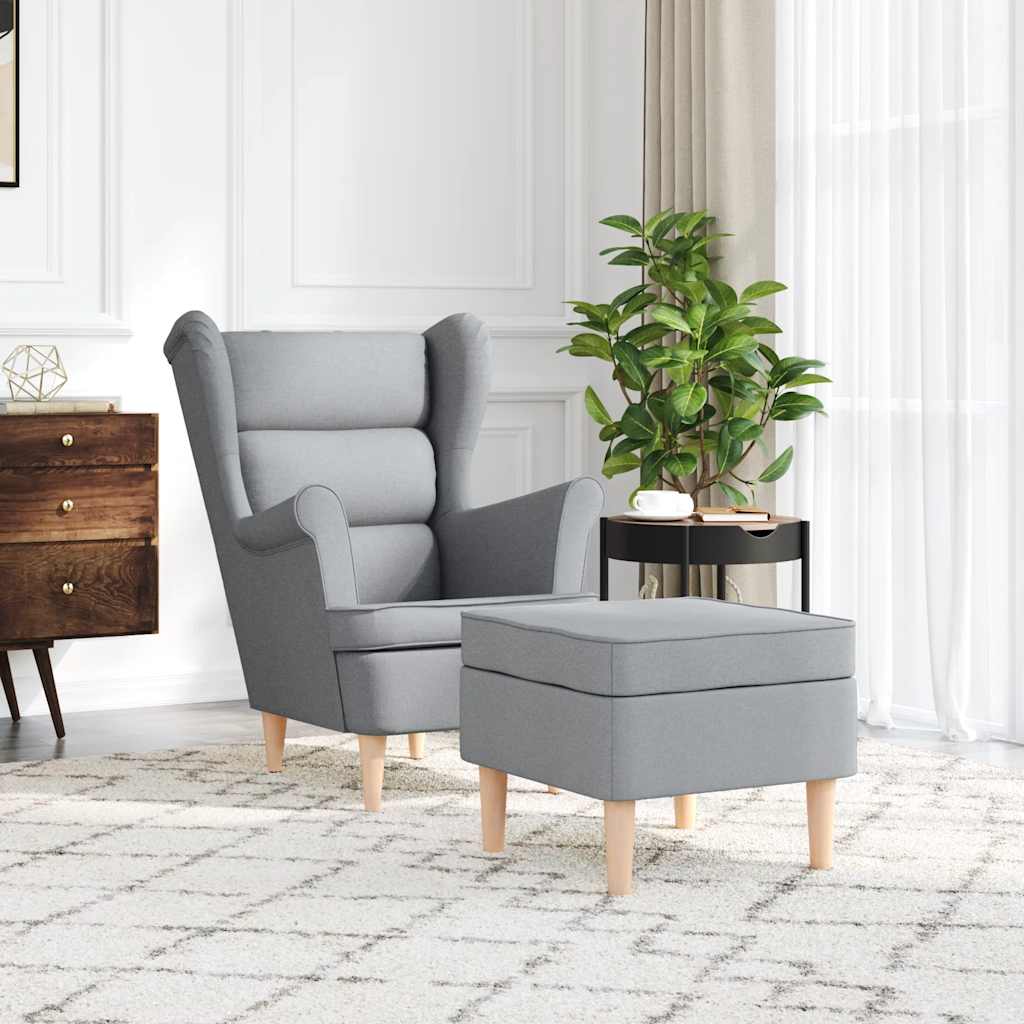 vidaXL Fauteuil avec repose-pieds gris clair en tissu