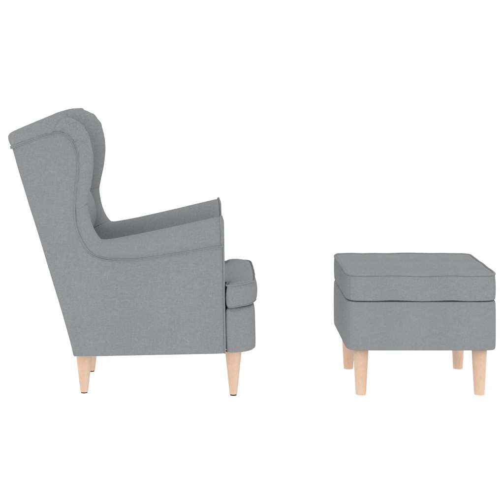 vidaXL Fauteuil avec repose-pieds gris clair en tissu