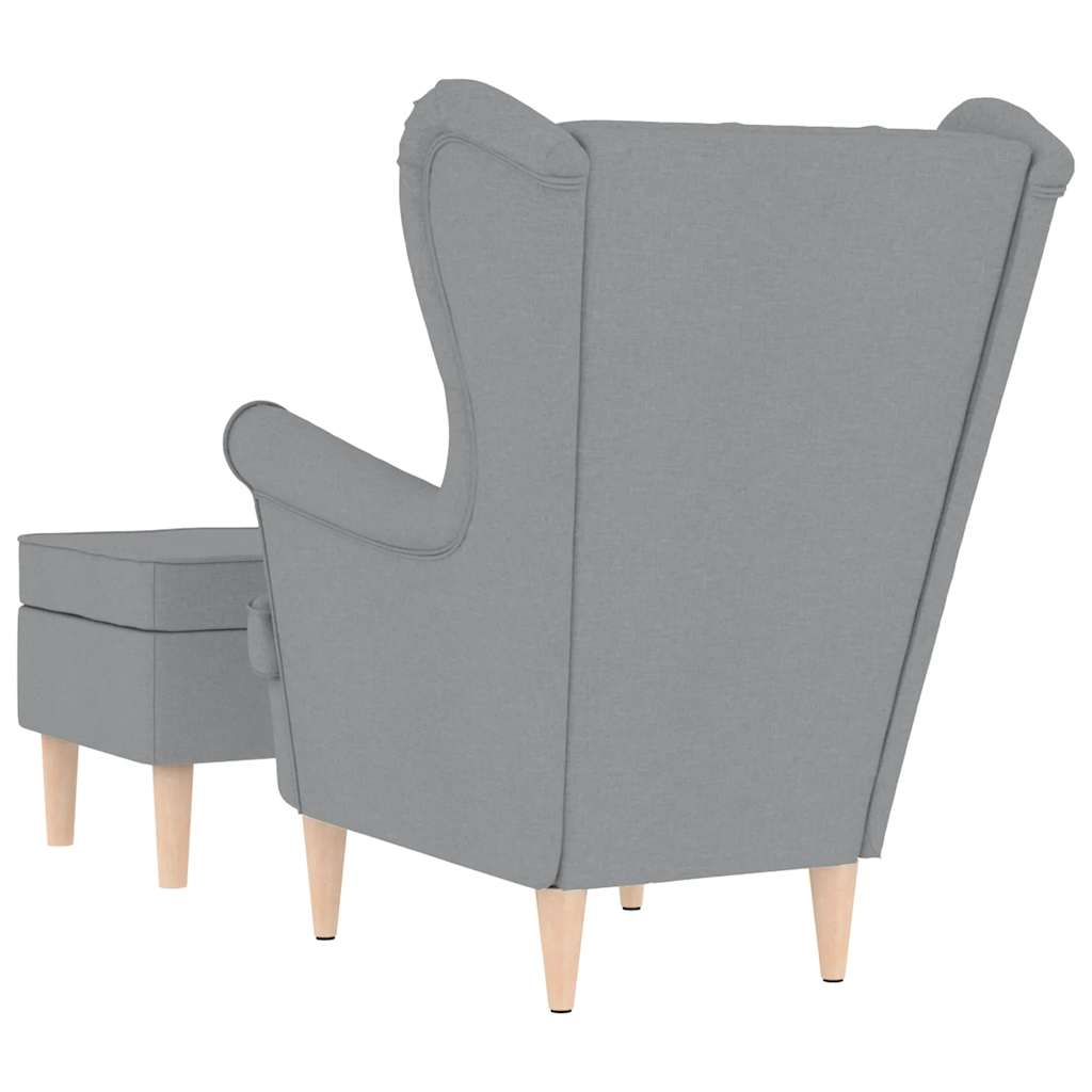 vidaXL Fauteuil avec repose-pieds gris clair en tissu