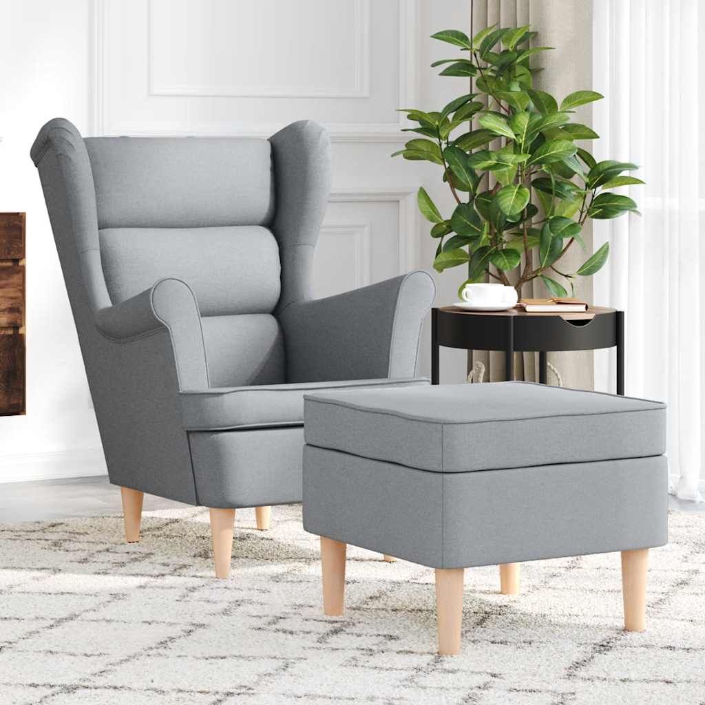 vidaXL Fauteuil avec repose-pieds gris clair en tissu