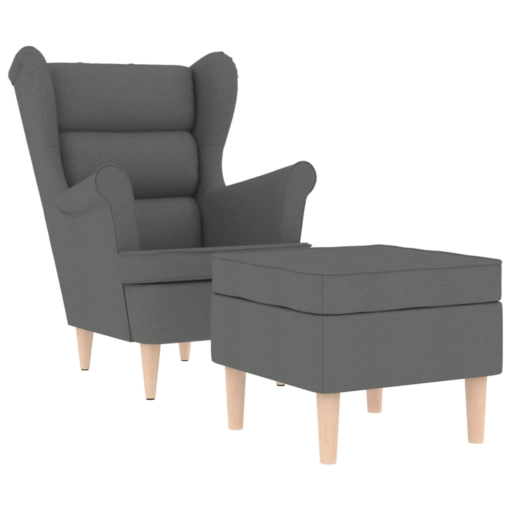 vidaXL Fauteuil avec repose-pieds Gris foncé Tissu