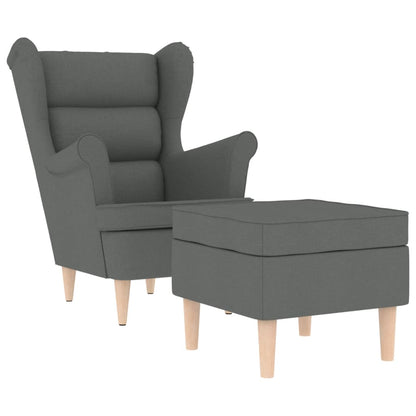 vidaXL Fauteuil avec repose-pieds Gris foncé Tissu