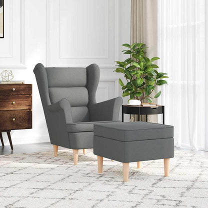 vidaXL Fauteuil avec repose-pieds Gris foncé Tissu