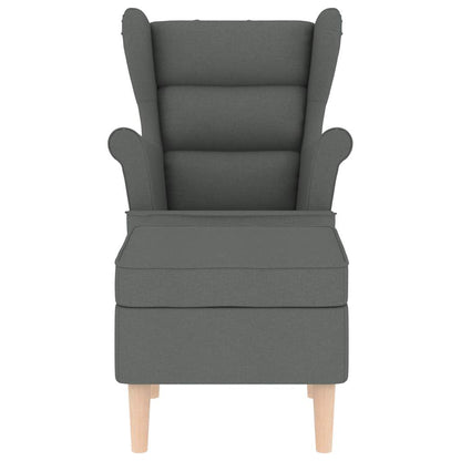 vidaXL Fauteuil avec repose-pieds Gris foncé Tissu
