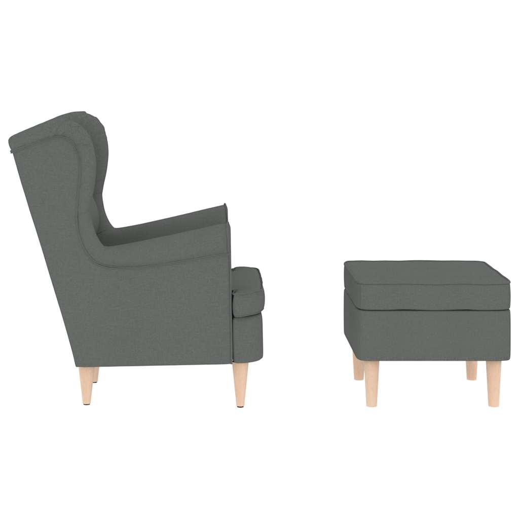 vidaXL Fauteuil avec repose-pieds Gris foncé Tissu