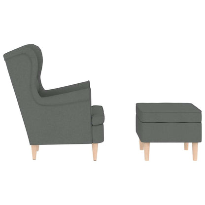 vidaXL Fauteuil avec repose-pieds Gris foncé Tissu