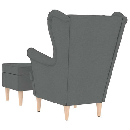vidaXL Fauteuil avec repose-pieds Gris foncé Tissu